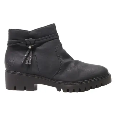 RIEKER Ankle Boots Black Leather Womens UK 7