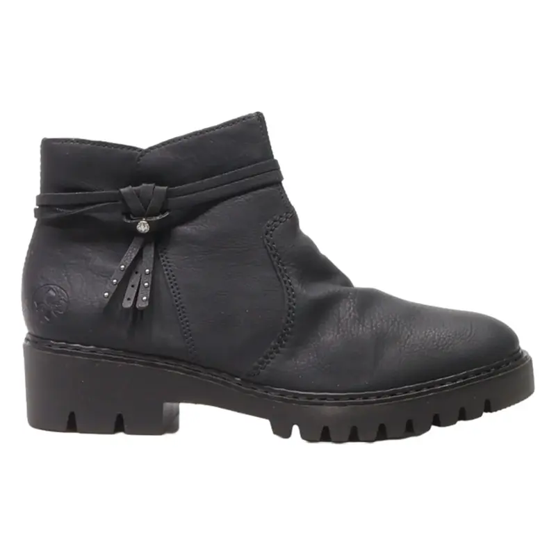 RIEKER Ankle Boots Black Leather Womens UK 7
