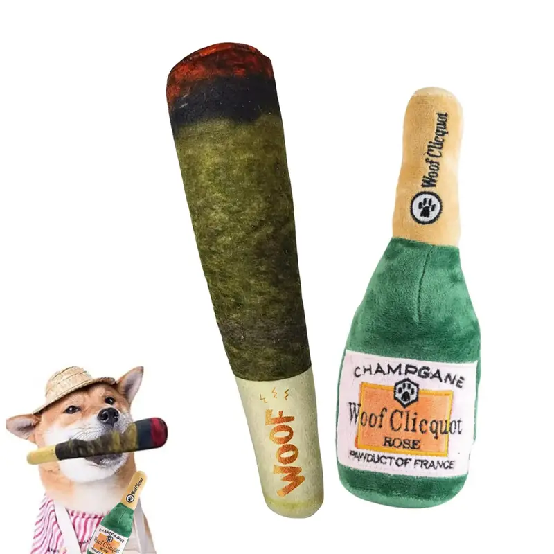 Cigar & Champagne Design Pet Chew Toy, 2 Counts/set Durable Dog Chew Toy, Interactive Pet Toy, Dog Teething Toy, Pet Supplies