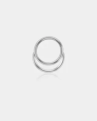 Paved Double Loop Septum Ring - Silver / 8mm