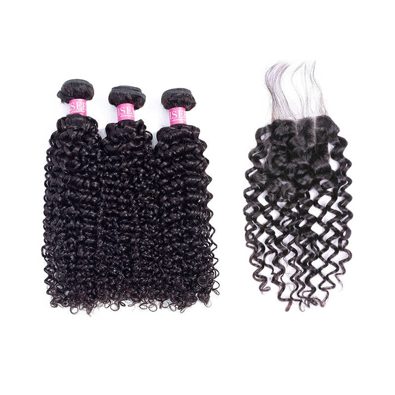 ISEE HAIR 10A Grade 100% Human Virgin Hair Water Wave Bundles with Closure Deal