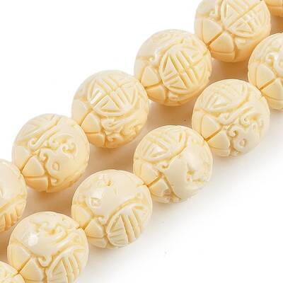 Synthetic Coral Carved Beads Strands