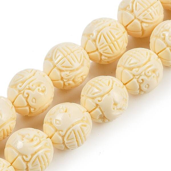 Synthetic Coral Carved Beads Strands