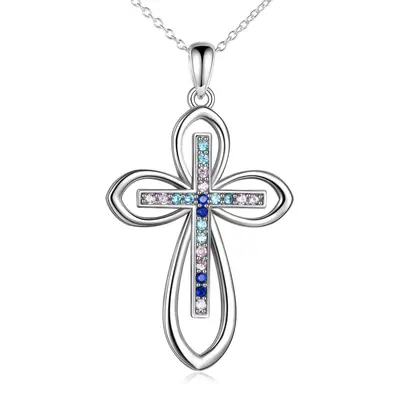 Infinity Cross Sterling Silver Celtic Knot Pendant Necklace Jewellery Gift for Women
