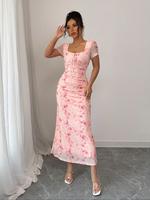 Women's Floral Print Pastel Dress, Pastel Elegant Dress for Party Holiday Wedding Guest, Ladies Pastel Summer Clothes, Womens...