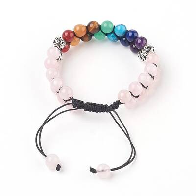 Chakra Natural Rose Quartz Braided Bead Bracelets