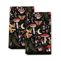 Mushroom Print Kitchen Dish Towel Set, 2 Counts Ultra Soft Absorbent Towel for Baking Cooking, Kitchen Hand Towels, Kitchen A...