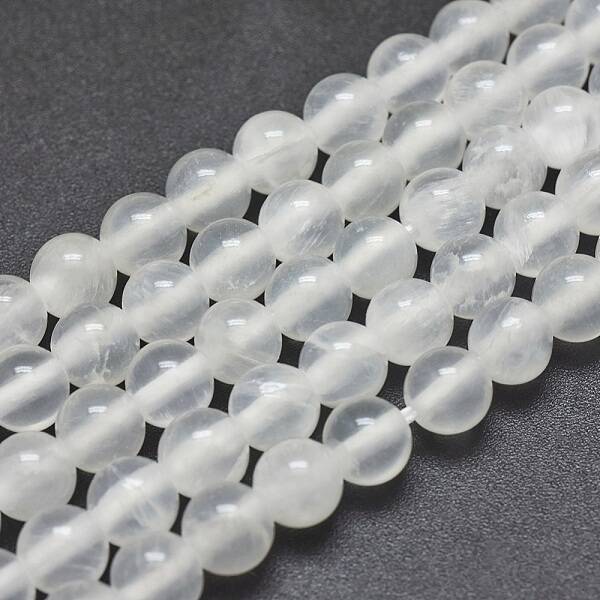 Natural Selenite Beads Strands