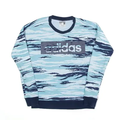 ADIDAS Tiger Stripe Sweatshirt Blue Womens XXS