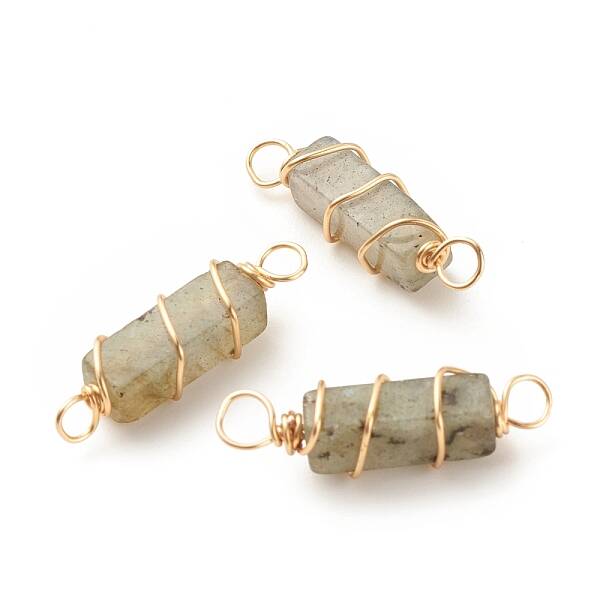 Natural Labradorite Connector Charms