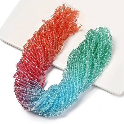 Transparent Painted Glass Beads Strands