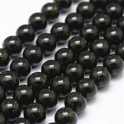 Synthetic Green Goldstone Beads Strands