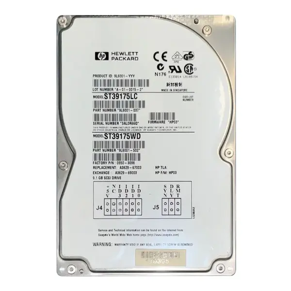 A3629-67003 HP 9.1GB Ultra WIDE SCSI 7200 3.5-inch Hard Drive