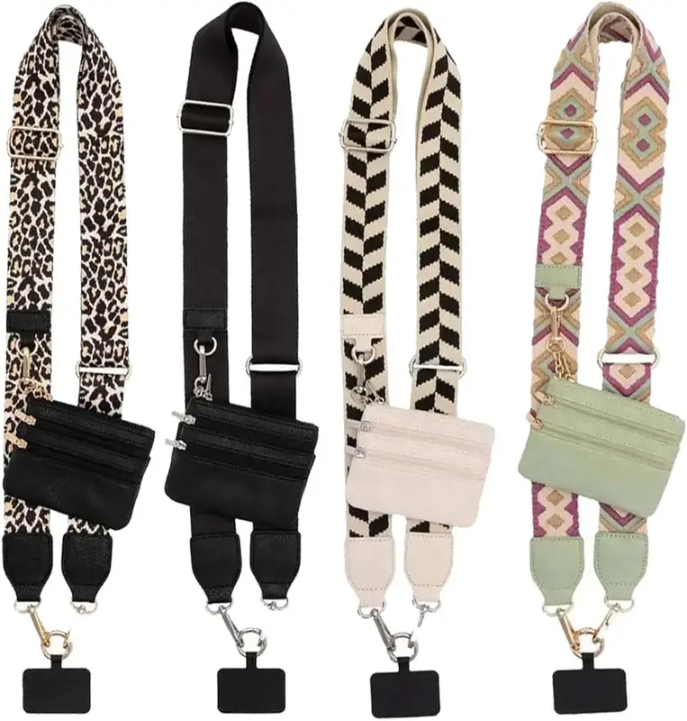 Black Clip and Go Strap for Phone with Wallet Crossbody - Adjustable Mobile Phone Strap, Zipper Pouch Wallet, Gift for Valent...