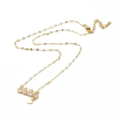 Ion Plating(IP) 304 Stainless Steel with Rhinestone Pendant Necklace