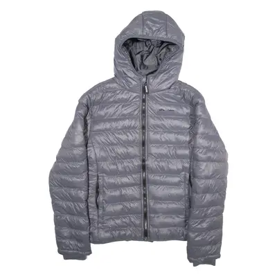BENCH Womens Puffer Jacket Grey Nylon Hooded UK 18