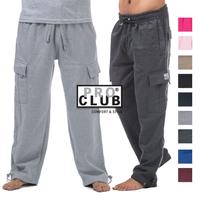 PROCLUB Men's Heavyweight Cargo Sweatpants PRO CLUB Cargo Pants 6 Pockets Casual Fleece Pants Hip Hop Harem Casual Loose Fit ...
