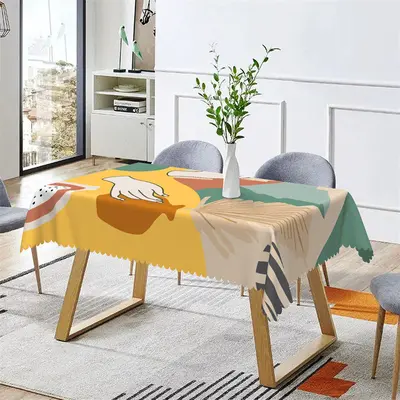 Hand Dried Plant Yellow Green Rectangle Tablecloth - Aperturee