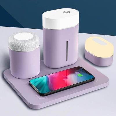 Wireless Charger Bluetooth Speaker Night Light Set 3in1 Lamp