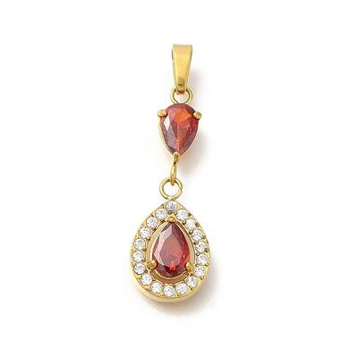 Ion Plating(IP) 304 Stainless Steel Micro Pave Cubic Zirconia Pendants