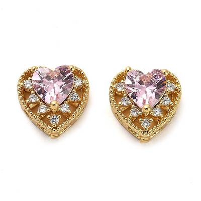Brass Micro Pave Cubic Zirconia Beads
