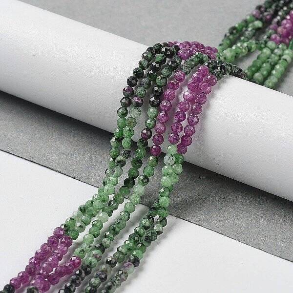 Gradient Color Natural Ruby in Zoisite Beads Strands