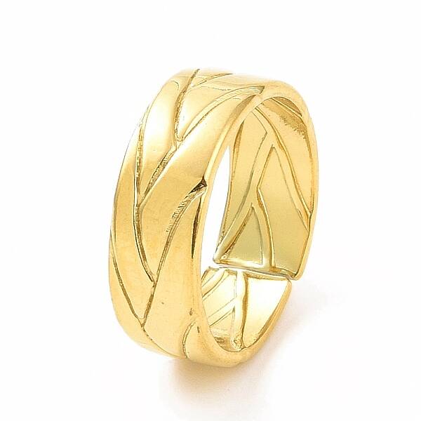 Ion Plating(IP) 304 Stainless Steel Grooved Cuff Ring for Women