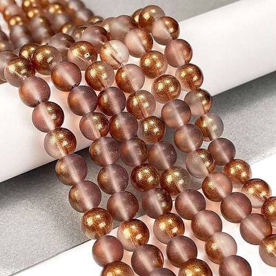 Frosted Transparent Glass Bead Strands
