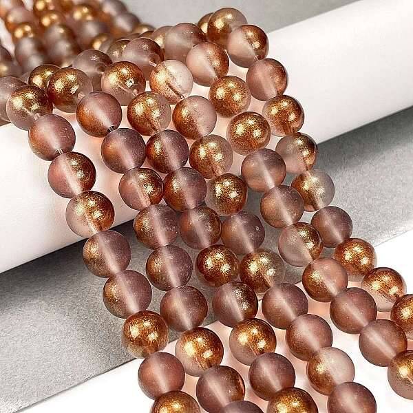 Frosted Transparent Glass Bead Strands