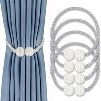 Magnetic Curtain Buckle, 4 Counts/set Fall Creative Large Pearl Design Curtain Tieback, Home Organizer for Living Room Bedroo...
