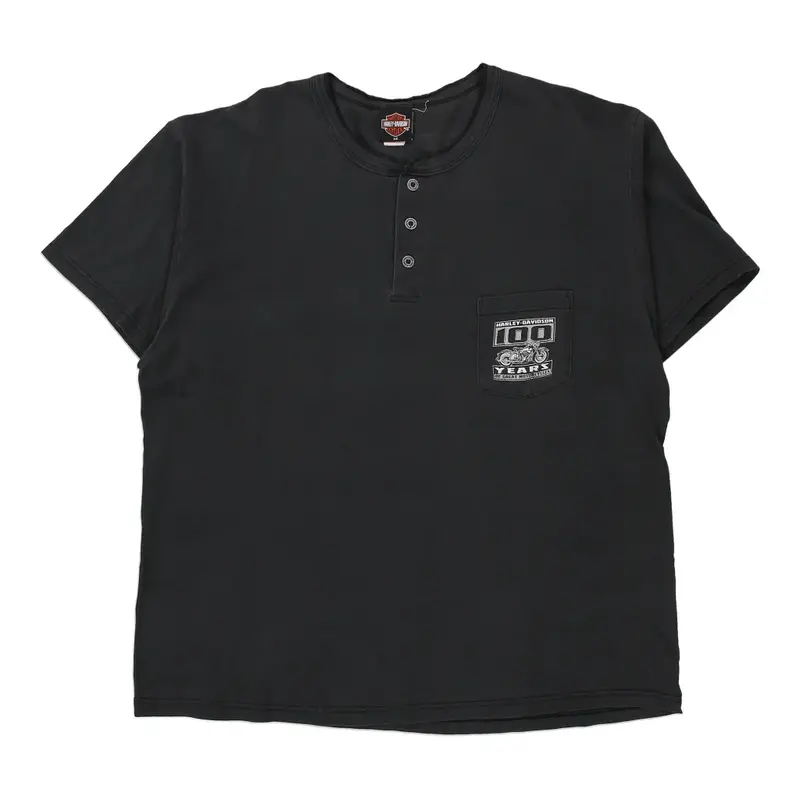 Flint Burton, MI Harley Davidson Graphic T-Shirt - 2XL Black Cotton