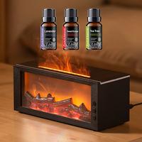 Air Humidifier Essential Oil Diffuser Flame Aroma Humidifier Home Room Fragrance Diffuser with Night Light Aromatherapy Diffu...
