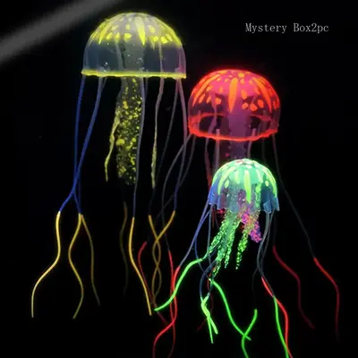 Random Color Artificial Jellyfish Ornaments, 2 Counts Luminous Fish Tank Decorations, Aquarium Fish Decorations