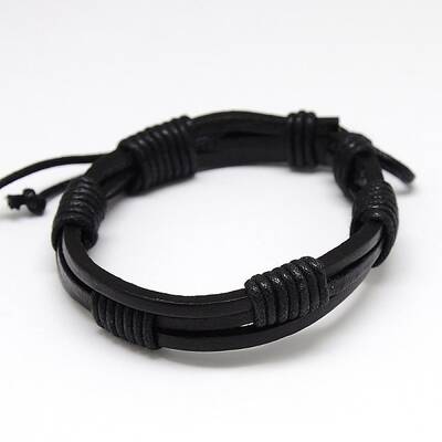 Trendy Unisex Casual Style Waxed Cord and Leather Bracelets