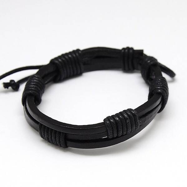 Trendy Unisex Casual Style Waxed Cord and Leather Bracelets