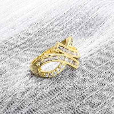 Brass Micro Pave Cubic Zirconia Cuff Rings for Women