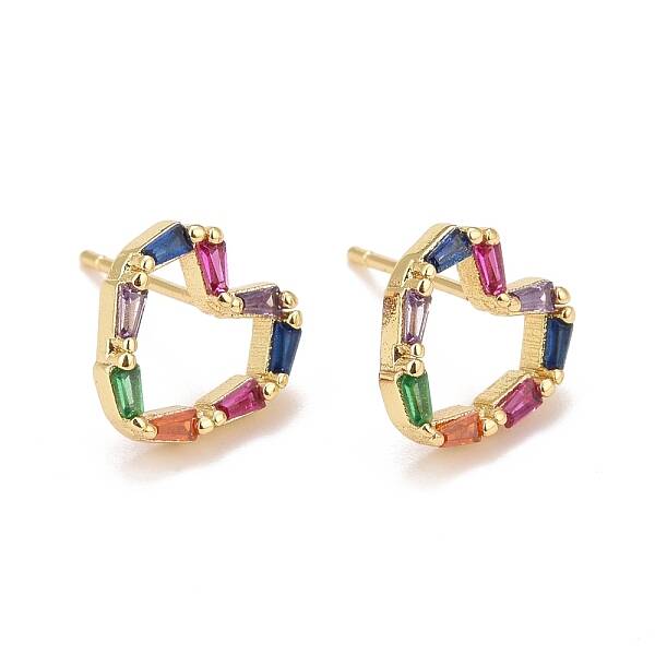 Cubic Zirconia Heart Stud Earrings
