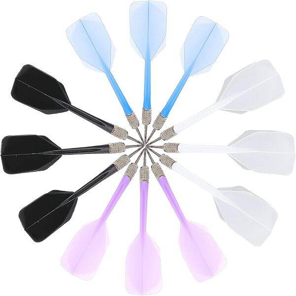 12Pcs 4 Colors ABS Dart Shaft and Flights