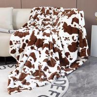 Cow Print Flannel Blanket, 260GSM Soft Throw Blanket, Air-conditioned Room Blanket, Warm Nap Blanket For Home & Office
