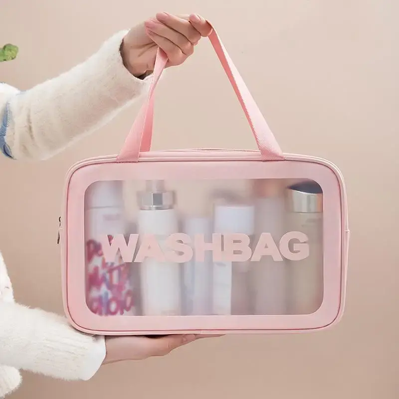 1 Piece Portable Makeup Bag, Large Capacity Travel Cosmetic Storage Bag, PVC Waterproof Toiletry Bag