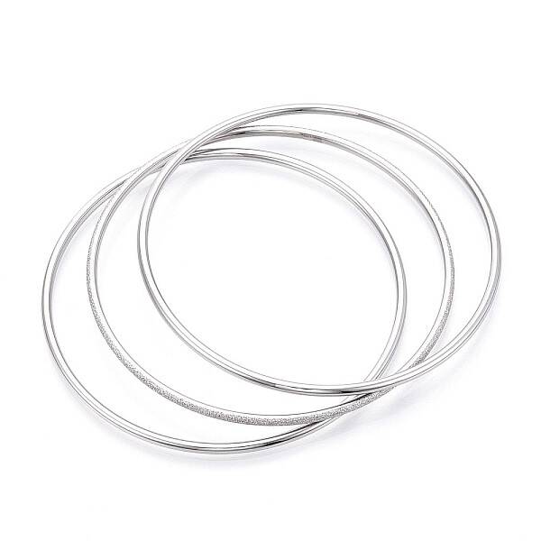 3Pcs 304 Stainless Steel Plain Bangles Set For Women