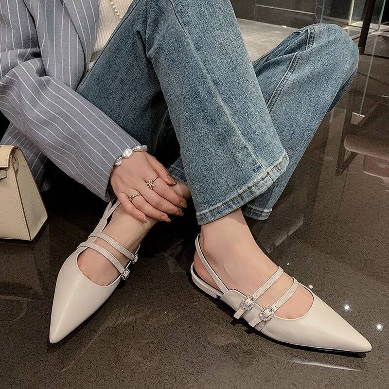 CHIKO Keira Pointy Toe Block Heels Slingback Shoes