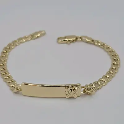 ID BRACELET WITH BUTTERFLY cuban link style fashion bracelet gold-plated 8\