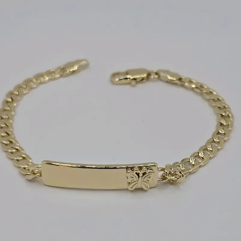 ID BRACELET WITH BUTTERFLY cuban link style fashion bracelet gold-plated 8\