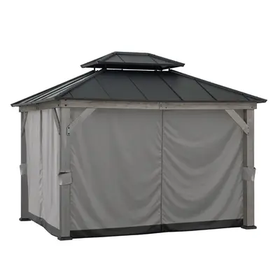 SUNJOY Outdoor Gazebo Privacy Curtains for 10 ft. × 12 ft. Wooden Gazebo - Gray