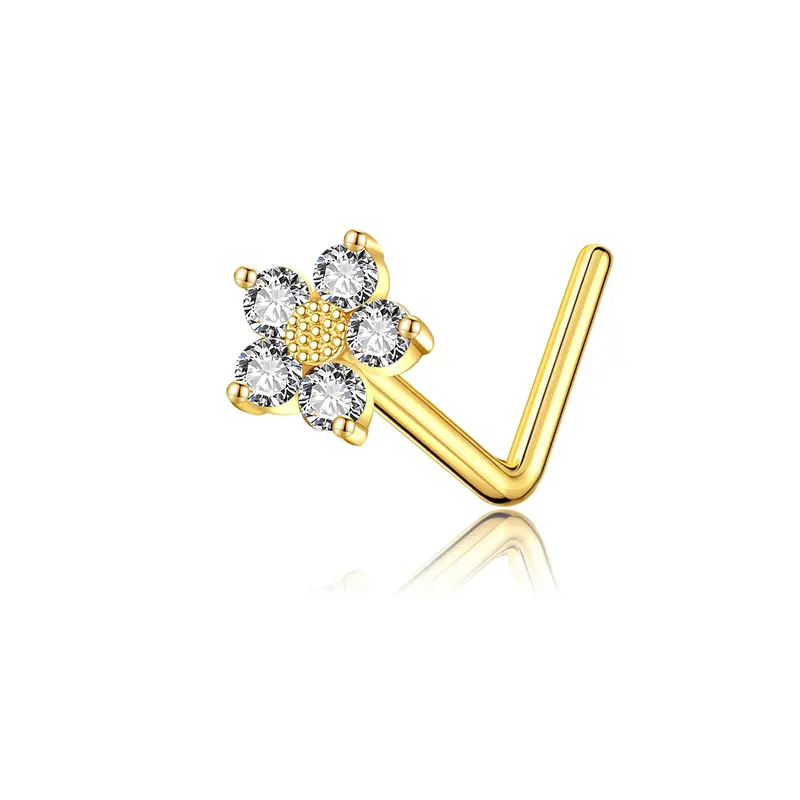 14K Gold Cubic Zirconia Daisy Nose Ring