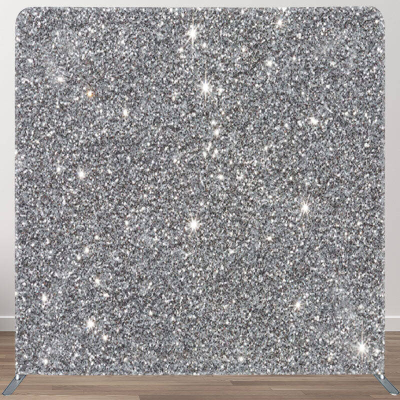 Aperturee Silver Sparkling Fabric Birthday Party Backdrop Cover - Aperturee