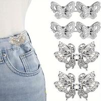 Butterfly Design Jeans Button, 4 Pairs Metal Pant Waist Tightener, Exquisite Jeans Button, No Sewing Required Easy To Install...