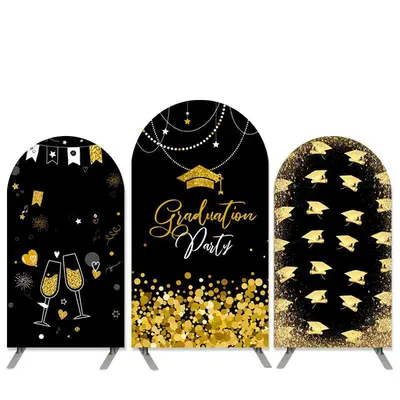 Aperturee Graduation Theme Gold Glitter Black Party Arch Backdrop Kit | Diy Arch Backdrop Cover | Circle Arch Backdrop Diy | ...