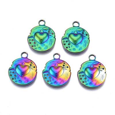 Rack Plating Rainbow Color 304 Stainless Steel Pendant Rhinestone Settings